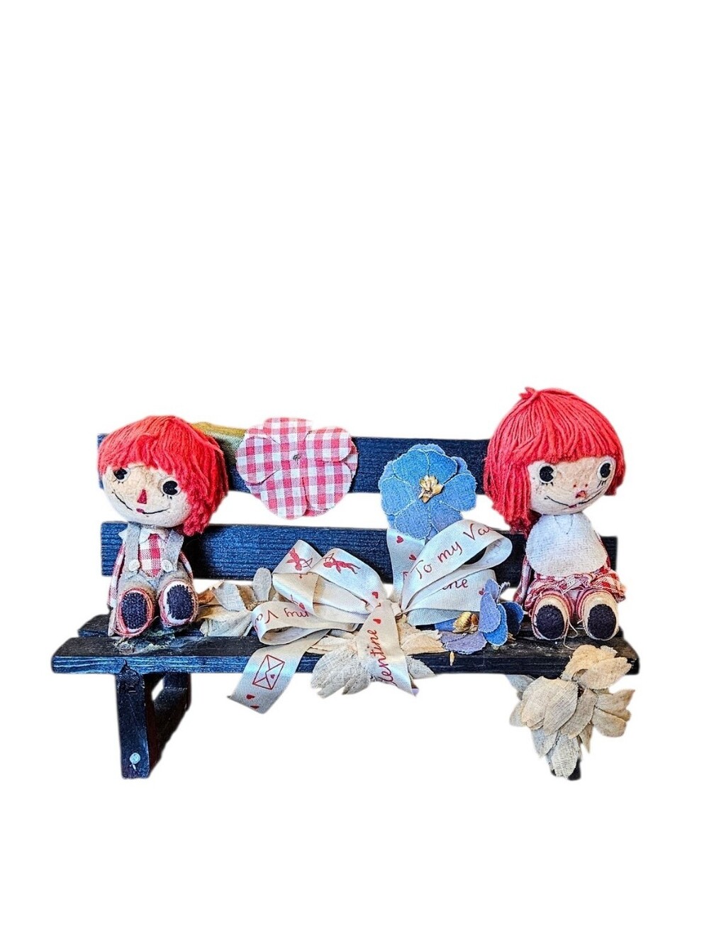 Vintage Valentines Raggedy Ann And Andy Handmade 70s Decor